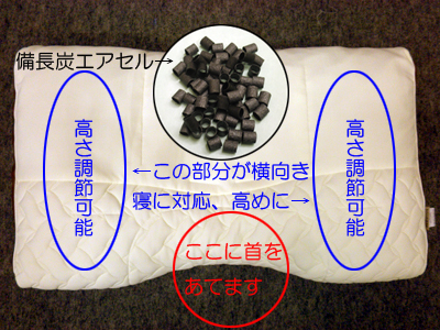 備長炭エアセル枕