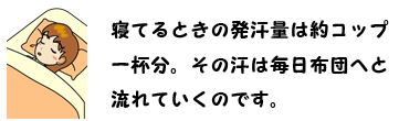 汗は敷き布団へ流れる