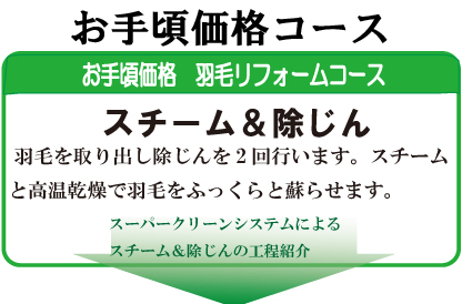羽毛リフォームスチーム&除塵コース
